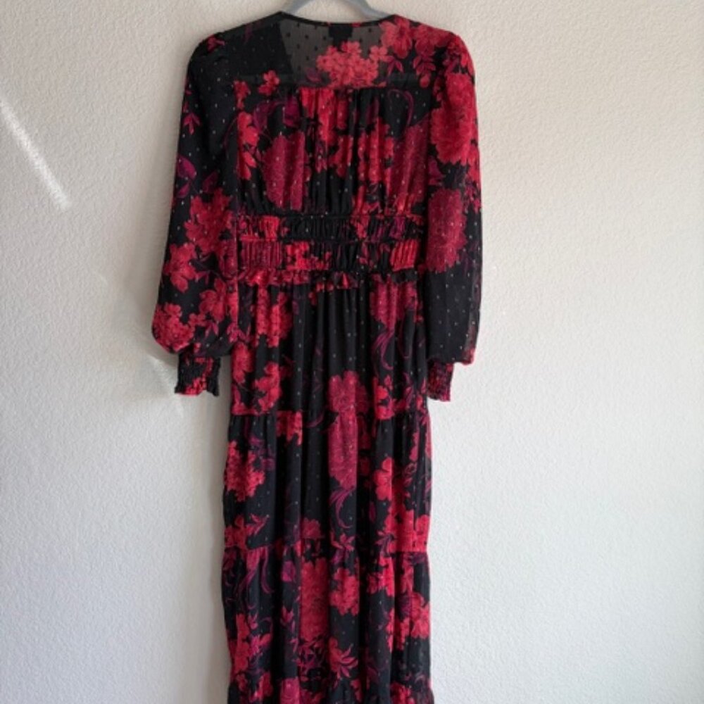 Kate & Lily Chiffon Sheer Back Partial Lined Floral Maxi Dress Size 4 Whimsigoth - Picture 4 of 10